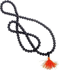Natural Black Ebony Wood Karungali Mala 8mm 108 Beads Unpolished Prayer Necklace picture
