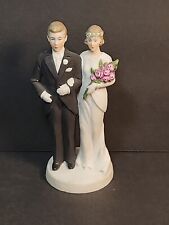 Vintage Bisque Wedding Cake Topper Bride Groom Germany Flapper Figurine picture