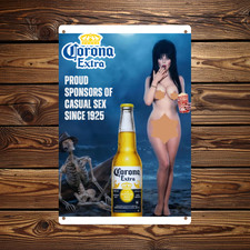 Elvira: Mistress of the Dark Corona Beer Metal Sign Mancave Bar Decor Read Des picture
