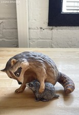Vtg 1978 Goebel West Germany Porcelain Mother & Baby Raccoon Figurine picture