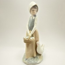 Vintage Lladro Zaphir Girl w/Hen & Basket of Chics Porcelain Figurine Spain Rare picture