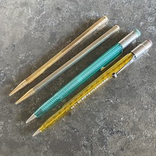 Vintage Lot 2 SCRIPTO Classic Transparent + 2 Gold Tone Mechanical Pencils picture