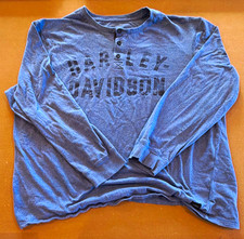 Harley-Davidson Blue Long Sleeve Henley Shirt T-Shirt, Size XL picture