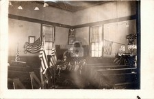 1912 Tallapoosa GA Methodist Church Interior Flags Haralson RPPC Postcard COPY picture