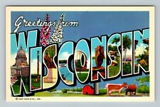 WI-Wisconsin, General Greetings, LARGE LETTERs, Vintage Postcard picture
