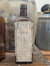 Labeled Martins Hampton Iron Tonic Advertising Colby Kansas Amber Bitters Bottle picture