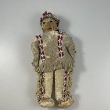 Antique Native American Beaded Hide Doll Buckskin Sioux picture