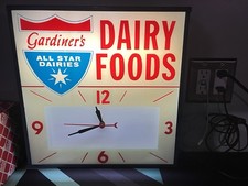 Vintage All-Star Dairy Gardiner Family Local Kansas /MO /1966 Advertising Clock picture