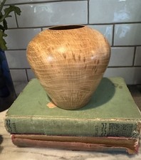 Artis VTG Hand Turned Burlwood Art Vase Sculpture Signed picture