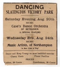 c1910s - Slatington PA Victory Park Dance Event Print Ad - XL6G picture