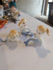Vintage Mermaid Girl Figurines with Blue Tailfin picture