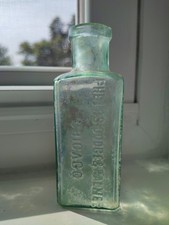 Pristine Antique Phelps, Dodge & Palmer Chicago Aqua Cork Glass Bottle. 1900s picture