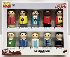 RARE Dexter 10th Anniversary Pin Mate Set of 10 Wooden Figures Bif Bang Pow NEW picture