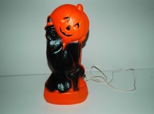 Vintage General Foam Halloween Witch Black Cat Pumpkin Blow Mold 14