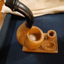 Vintage Ornate 14” Tobacco Pipe Stand w/Ashtray & Cork Knocker by Alberobello picture