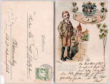 Germany Nürnberg 1902 Nürnberger Peterlasbou Boy with Coat of Arms Postcard picture