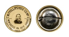 Antique 1900 Celluloid Pinback • T.W. PHILLIPS HOSE CO No. 1 NEW CASTLE PA picture