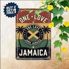 One Love Reggae Island Sign 8x12 Vintage Jamaican Music Beach Metal Tin Plaque picture