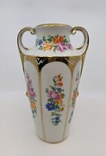 Antique FBS Czechoslovakia Porcelain Two-Handled Handpainted Floral Vase picture