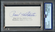 Paul Tibbets signed autograph 2x3.5 cut Aviator Pilot Enola Gay PSA Slabbed picture