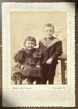 Antique Victorian Cabinet Card Children Sailor Suit Baker’s Columbus Ohio Photo picture