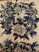 Vtg Pr Ralph Lauren King Pillowcases Nanking Dragon Peony Blue Chinoiserie READ* picture