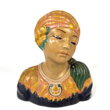 1920s Leon Fighiera Chalkware Bust Female Gypsy Sculpture Italian American picture