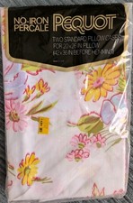 Vtg Pequot No-Iron Percale 2 Sets of 2Standard PillowcaseFloral '70s Cottagecore picture