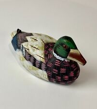 Hand Carved Painted Mallard Duck Small Wooden Figurine Decor 4.5
