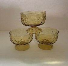 VTG 1960s Anchor Hocking Milano Amber Sherbet Dessert Glasses Set Of 3 picture