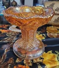 Vintage Imperial Glass Twins Pattern Marigold Base Punch Bowl Stand Compote Vase picture