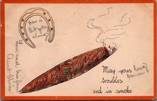 1906 Comic Cigar Horseshoe Postcard Newark NJ Postmark Franz Huld picture