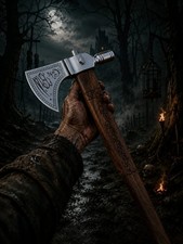 The Patriot Tomahawk - 5160 Steel Mel Giben Axe With Rosewood Shaft & Sheath picture
