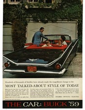 1959 Buick Le Sabre Invicta Electra Black Convertible Vintage Print Ad picture