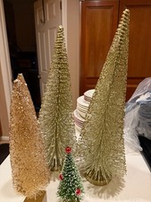 Set Of 5 Bottle Brush Trees Vintage (2 X 17