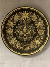 Damascene Toledo Gold Inlaid Birds Intricate Plate / footed dish 6.5