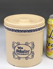 Vintage Stoneware Win Schuler Restaurant Crock WITH LID picture