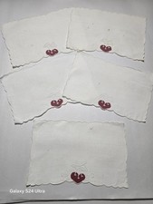 VTG Madeira Linen Cocktail Napkins Set of 5 Red Cherries Scalloped picture