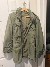 Vintage US Army M-65 Field Jacket OG-107 Brass Zipper Distressed Workwear M65 picture