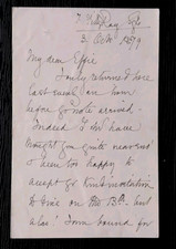 LADY ELIZABETH EASTLAKE AUTOGRAPHED SIGNED ORIGINAL 1879 LETTER TO EFFIE GRAY picture