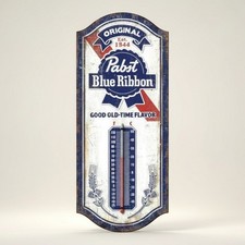 Pabst Blue Ribbon Good Old-Time Flavor Embossed Metal Thermometer picture