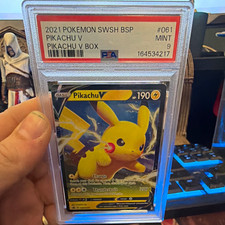 The Pokémon Company Pokémon TCG 2021 Pikachu V SWSH061 ENG Holo PSA 9 picture