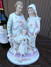 Vintage french 1950 Bisque porcelain holy family group statue picture