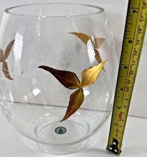 Vtg Partylite Tuscany Gold Leaf Etched Glass Globe HB4200G  7
