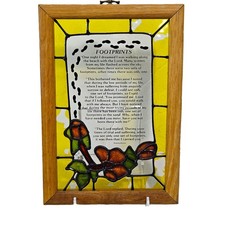 Vintage Footprints in the Sand Glass Wall Plaque Wood Frame 7