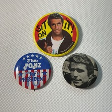 3 Vintage 1976 Happy Days Fonzie Button 2.25