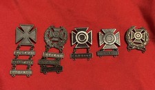 Lot of 5 Vintage US Army Marksmanship Badges - 2 Marked STERLING Rifle Carbine picture