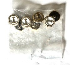 7 NOS Vtg Nautical Anchor Navy Gold Tone w White Metal Shank Buttons 5/8 inch picture