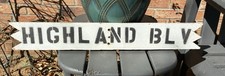 Vintage 1960s/70s Wooden Highland Boulevard Street Sign - Unique Shape picture