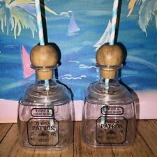 Patron Tequila. Acrylic Cocktail Bottle 11 Oz  Set Of 2 With Straws picture